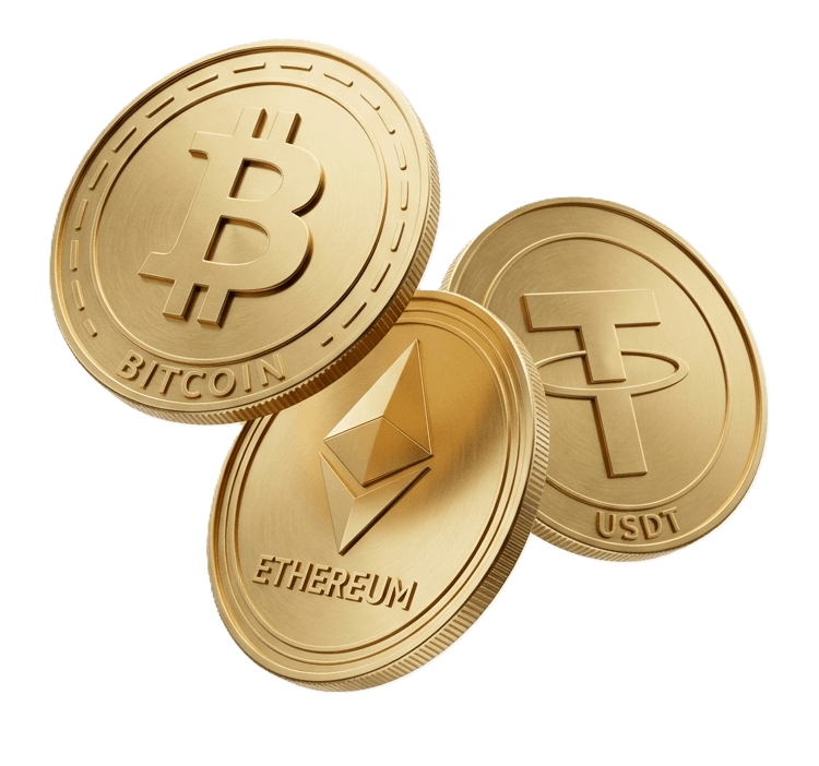 Crypto coins floating illustration